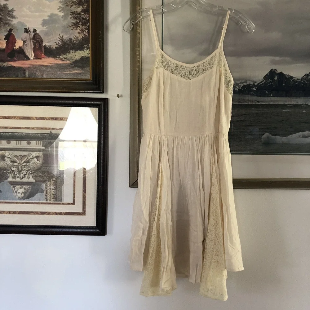 Entro Ivory Lace Mini Sundress Boho Festival Cute Sz S A912